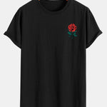 Dissolving Rose Print Cotton Arc Hem T-Shirt