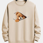 Zipper Bear Print Relax Fit Sweatshirt