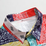 Color Block Paisley Print Button Up Shirt & Swim Shorts