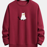 Cat Pretending To Be A Ghost Print Relax Fit Sweatshirt
