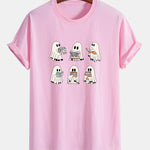Regular Fit Ghost Reading Book Print Cotton T-Shirt