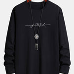 Long Sleeve Grateful Print Cotton T-Shirt