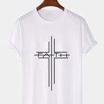 Faith Crucifix Line Print T-Shirts