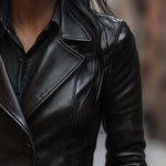 Vintage Lapel Button Faux Leather Jacket