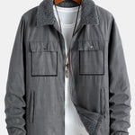 Zip Up Teddy Lined Faux Suede Jacket