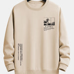 Waves Ukiyo-e Slogan Print Relax Fit Sweatshirt
