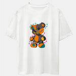 Tattered Bear Print Drop Shoulder Oversize T-Shirt