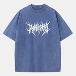 Ruthless Gothic Print Washed Distressed Drop Shoulder T-Shirt