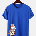 Cartoon Cat Print T-Shirt