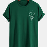 Regular Fit Dissolving Heart Smiley Face Print Cotton T-Shirt