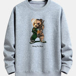 Kung Fu Bear Print Relax Fit Sweatshirt