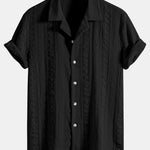 Geometric Jacquard Textured Cuban Shirt
