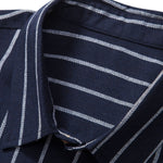 Cotton Blend Striped Button Up Shirt & Straight Leg Linen Pants