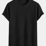 Knitted Waffle Arc Hem T-Shirt & Drawstring Waffle Shorts