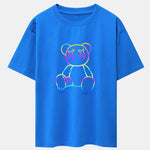 Gradient Dissolving Bear Print Drop Shoulder Oversize T-Shirt