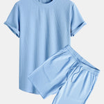 Muscle Fit Ribbed Arc Hem T-Shirt & Shorts