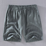 Linen Cotton Blend Striped Shorts