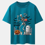 Halloween Skeleton Stay Spooky Print Drop Shoulder Oversize T-Shirt