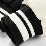 Contrast Wool Look PU Baseball Jacket