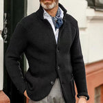 Men's Casual Stand Collar Single Breasted Patch Pocket Knit Blazer