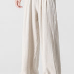 Linen And Cotton Blend Relax Fit Wide Leg Pants