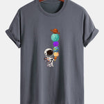 Regular Fit Planet Astronaut Print Cotton T-Shirt