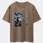 Starry Sky Bear Print Drop Shoulder Oversize T-Shirt