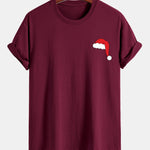 Regular Fit Santa Hat Print Cotton T-Shirt