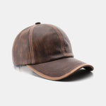 Vintage PU Leather Distressed Baseball Cap