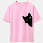 Black Cat Print Drop Shoulder Oversize T-Shirt