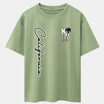 New York California Palm Tree Print Drop Shoulder Oversize T-Shirt