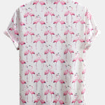 Flamingo Print Button Up Shirt & Swim Shorts