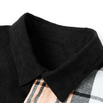 Long Sleeve Plaid Corduroy Patchwork Shirt