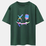 Colorful Smiley Face Print Drop Shoulder Oversize T-Shirt