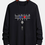 Long Sleeve Paris Slogan Print Cotton T-Shirt