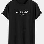 Milano Italy Print Cotton Arc Hem T-Shirt