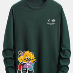 Long Sleeve Graffiti Bear Print Cotton T-Shirt