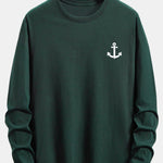 Long Sleeve Anchor Print Cotton T-Shirt