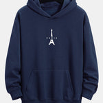 Paris Eiffel Tower Print Relax Fit Hoodie