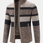 Color Block Funnel Neck Zip Up Sweater