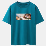 The Creation of Adam Print Drop Shoulder Oversize T-Shirt
