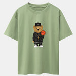 Basketball Bear Print Drop Shoulder Oversize T-Shirt