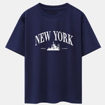 New York Slogan Print Drop Shoulder Oversize T-Shirt