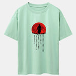 Japanese Samurai Print Drop Shoulder Oversize T-Shirt