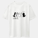 Friend Cat Print Drop Shoulder Oversize T-Shirt