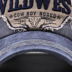 Wild West Embroidery Washed Distressed Baseball Cap
