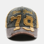 New York 79 Embroidery Washed Distressed Baseball Cap