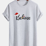 Regular Fit Christmas Believe Print Cotton T-Shirt