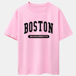 Boston Slogan Print Drop Shoulder Oversize T-Shirt
