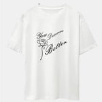 Rose Slogan Print Drop Shoulder Oversize T-Shirt